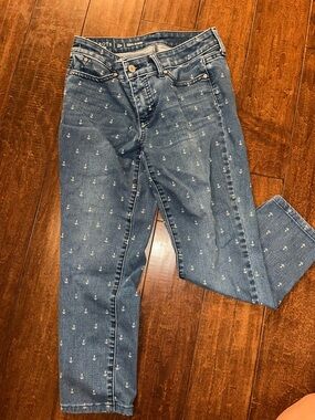 Talbots Blue Anchor-Print Skinny Jeans